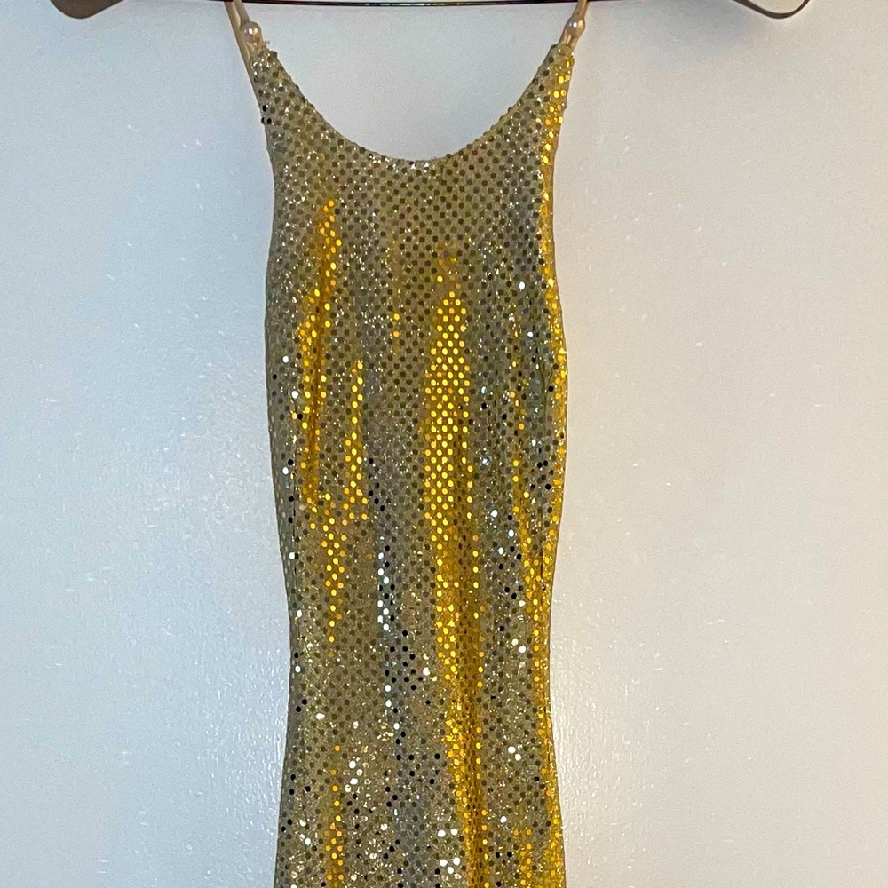 Gold sequins formal dress